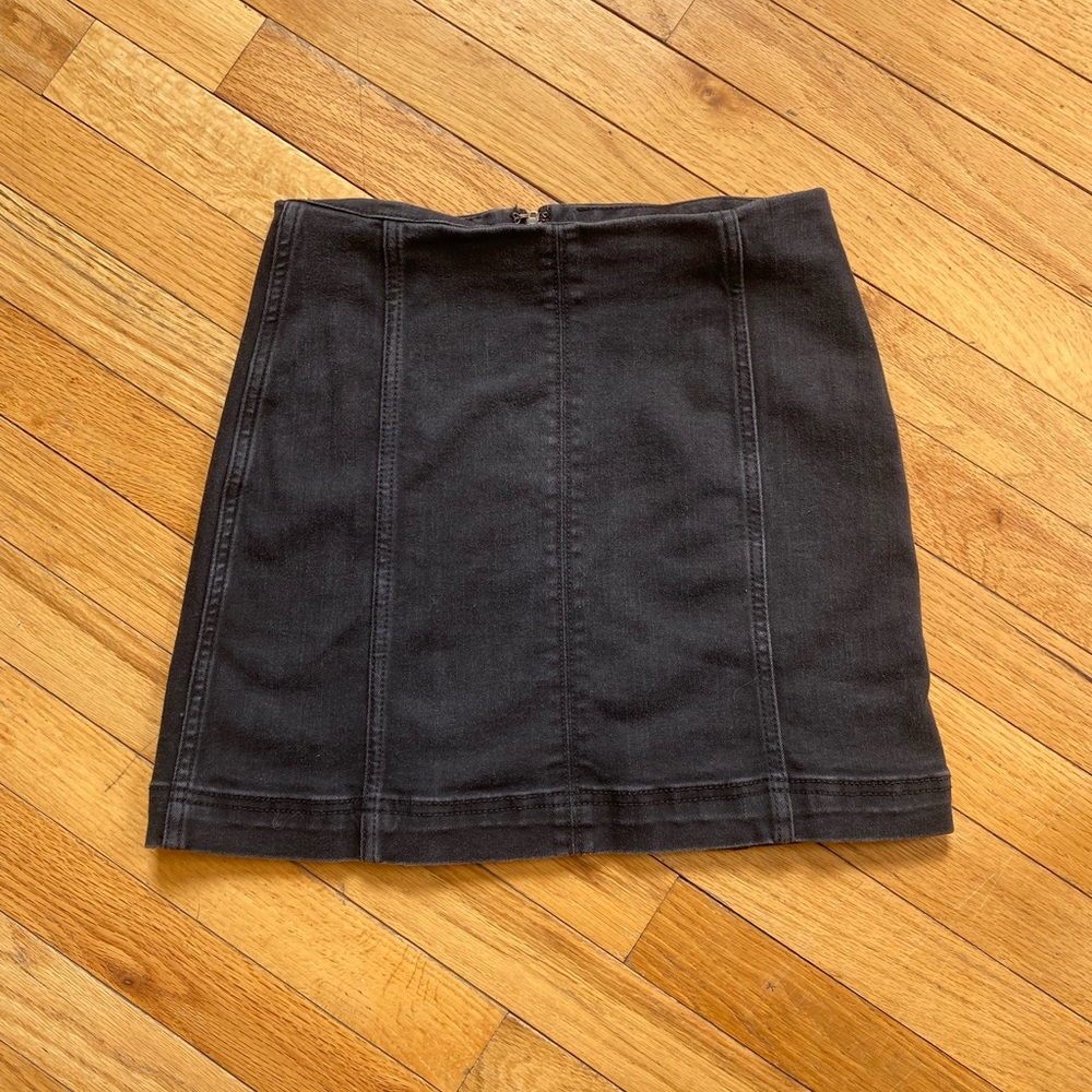 Black denim skirt